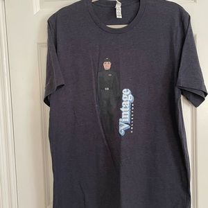 Bella Canvas T-Shirt “Vintage Collector” Navy Blue/white & Light Blue Size XL